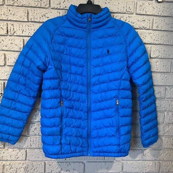 Boys POLO Ralph Lauren Blue Packable Quilted Puffer Jacket size large (14-16)